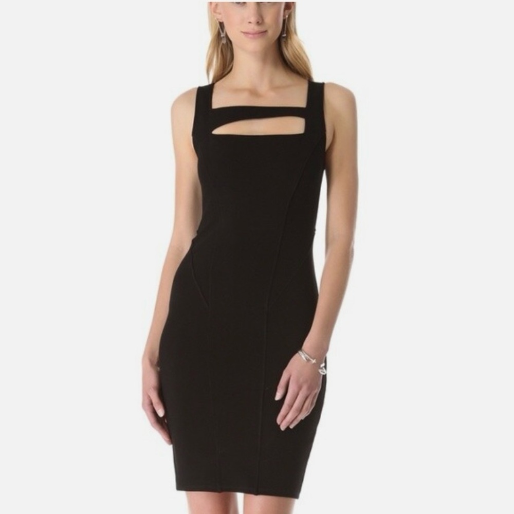 Helmut Lang Black Gala Knit Square Neck Cut Out Bodycon Dress
